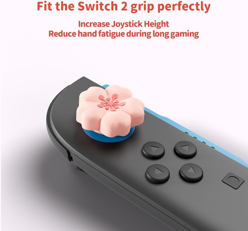 GEEKSHARE Sakura Thumb Grips Compatible with Nintendo Switch 2, Anti-Slip Silicone Switch 2 Joystick Caps with Original Design and Comfortable Grip(4PCS) - Image 3